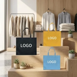 Promotional Reusable Foldable Heat Seal Handle Grocery Bag Holder PP Non Woven Fabric Screen Printed Custom Logo