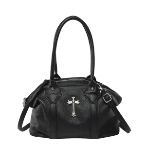 Punk PU Leather Handbags for Women Luxury Branded Top Handle Shoulder Crossbody Bags Gothic Purse