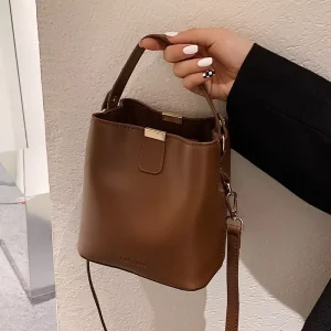 Pure Color Cute Female Bucket Bag Simple and Generous Good Capacity Cross-body Handbag Pvc Purse