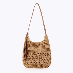 Pure Hand-woven Ladies’ Single-shoulder Water Bucket Straw Bag Beach Bag