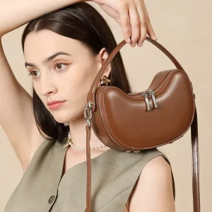 Quiet Luxury Crescent Moon Lady Genuine Leather Crossbody Bag Waterproof Portable Designer Bolsos Sacs Main Women Guangzhou