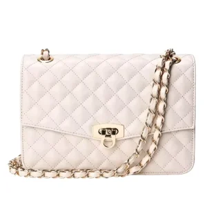 Quilted Shoulder Bag For Women Medium Flap Crossbody Handbag With Chain Strap Soft Vegan Leather Clutch Purse