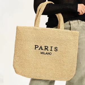 RTS Luxury Handwoven Natural Straw Tote Bag Large Capacity Eco Friendly Raffia Summer Beach Handbag Solid Color Shoulder Bag