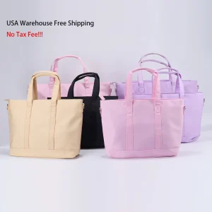 RTS Stock USA Warehouse Free Shipping Candy Color Women’s Large Travel Tote Bag Nylon Tote Bag with Zipper