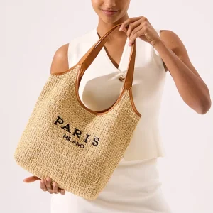 RTS Straw Woven Tote Bag for Women Mesh Hollow Woven Shoulder Handbag for Outdoor Straw Beach Bag Hobo Women Bag for Travel