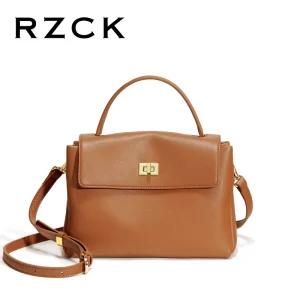 RZCK Vintage Brown Ladies Small Crossbody Bags Fashion Calfskin Handbags Woman Designer Cowhide Leather Messenger Shoulder Bags