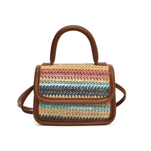 Rainbow Straw Woven Small Bag for Women Trendy Summer Fashion Woven Shoulder Messenger Bag Designer Bag