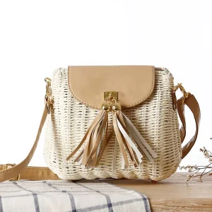 Rattan Messenger Straw Vacation Leisure Shoulder Women’s Purses and Handbags Beach Tote Bags