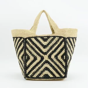 Real Straw Tote Bag Open Closure Striped Design Summer Spring Fashion Bohemian Daily Use