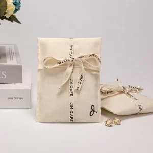 Recyclable Eco friendly Envelope Cotton Clothing Books Packaging Dust Bag Custom Logo Printed Cotton Dust Pouch Envelope