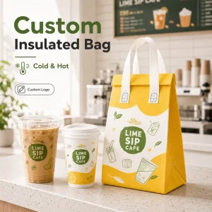 Recyclable Non Woven Aluminum Foil Lunch Tote Insulated Thermal Cooler Bag for Takeaway Picnic Drink Food Storage