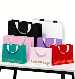 Recyclable Paper Clothing Shopping Bags with Screen Printing for Shoes and Fur