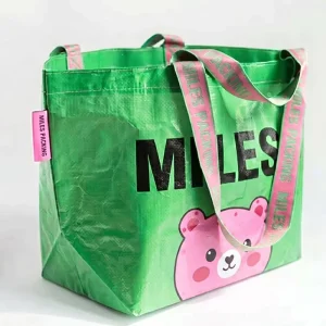 Recycled PP Woven Tote Laminated Custom Reusable Plastic Shopping Bag with Logo Polypropylene Tote Waterproof Grocery Bag