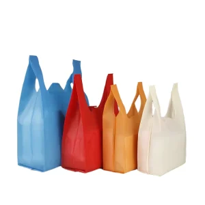 Recycled Reusable Shopping Vest Bags Color Supermarket Non Woven Vest Tote Bag
