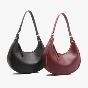 Recycled Synthetic Leather Half-Moon Hobo Bag Fashion Lady Waterproof ZIP Closure Chains Private Label Minimalist