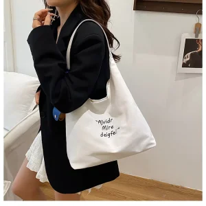 Red Large Capacity Canvas Tote Bag Magnetic Clasp Polyester Women’s New Style Casual Shoulder Underarm All Match