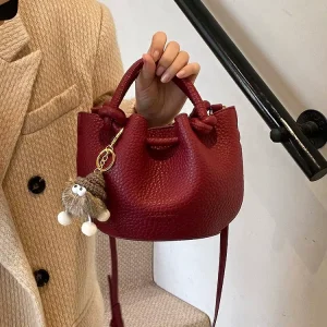 Red Small Lightweight Bucket Bag Women’s Summer Custom Made Niche High-end Messenger Bag