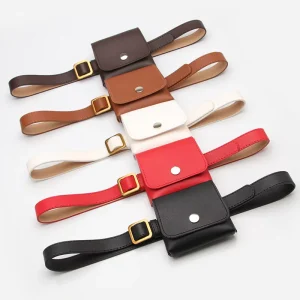 Retro Belt Bag Women’s Waist Bag Women’s Decorative Thin Belt Mini Leather Coin Purse for Women