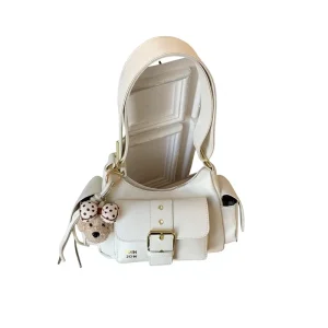 Retro Biker Bag for Women Zipper Closure Spacious Crossbody Shoulder Bag