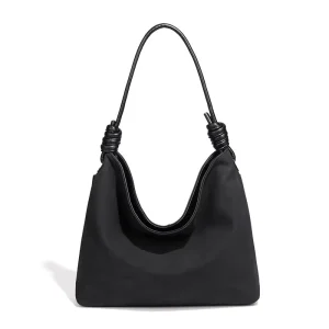 Retro Black Suede PU Handbag Large Capacity Casual Handbag Retro Old Money Style Shoulder Bag