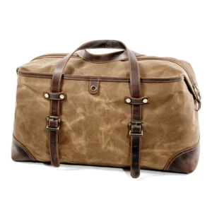 Retro Canvas with Leather Accents Luggage Bag Large Capacity Travel Tote Crossbody Bag Unisex Weekender Travel Bag