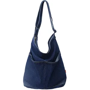 Retro Crossbody Bag Large Capacity Denim Hobo Tote Casual Canvas Ladies Purse for Women for Summer
