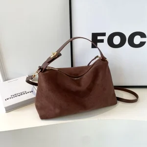 Retro Fashion Women’s All-Season All-Match Crossbody Shoulder Bag Suede Material Autumn Winter Bag Outdoor Daily Use