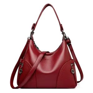 Retro Large Capacity Soft Hobo Bag Dual Side Zipper Pockets Detachable Adjustable Crossbody Strap Matte Grain Surface