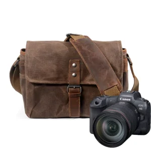 Retro Oil Wax Canvas Shoulder Bag Camera Photography Crossbody Bag for Men Travel Work School