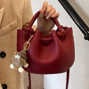Retro Red Fur Small Bag Women’s New Fashion All Match Crossbody Bag Super Popular Tote Bucket Bag
