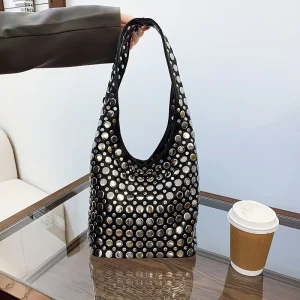 Retro Rivet Women’s Shoulder Bags Designer Bucket Bag for Women Underarm Bags Sac a Main Carteras Para Mujer