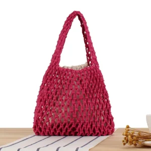 Retro Straw Bag Large Capacity Beach Bag Leisure Woven Bucket Bag for Women