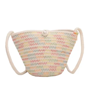 Retro Trend Woven Handbag Women’s Fashion Simple Casual Crossbody Bucket Bag