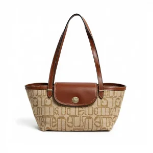 Retro Vintage Chain Crossbody Handbag for Women Small Zipper Closure PU Leather Shoulder Bag Geometric Pattern Two Lady