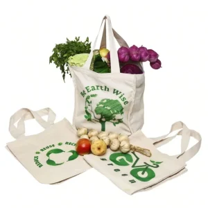 Reusable Canvas Grocery Shopping Bags with Handles Organic Cotton Cloth Grocery Tote Bags