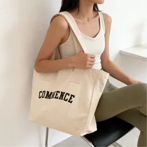 Reusable Cartoon Blank Bag Personalized Large Capacity Two Shoulder Printing Logo Canvas Advertising Shopping Tote Bag