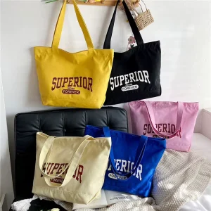 Reusable Cotton Canvas Tote Bags with Zippers, Customizable Sizes and Colors, Multi functional Custom Shopping Bags