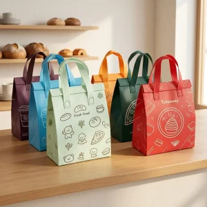Reusable Eco Friendly Non Woven Cooler Food Tote Bag Promotional Aluminum Foil Coffee Takeaway Bag Supermarket Self