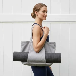Reusable Eco Friendly Shopping Bag Cotton Canvas Yoga Mat Cloth Tote Bag With Pockets Custom Logo Beach Towel Bag