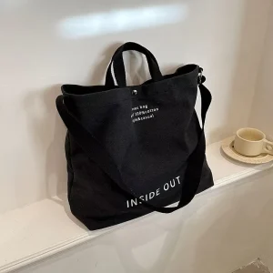 Reusable Large Capacity Shoulder Shopping Bag 100% Natural Cotton Canvas Tote Bag
