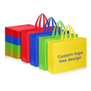 Reusable Non-Woven Fabric Eco-Friendly Recyclable Customizable Silk Screen Printed Tote Bag with Button Closure for Gift & Craft