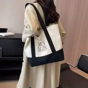 Reusable Organic Natural Cotton Canvas Tote Bag With Pocket Canvas Tote Bags With Custom Printed Logo