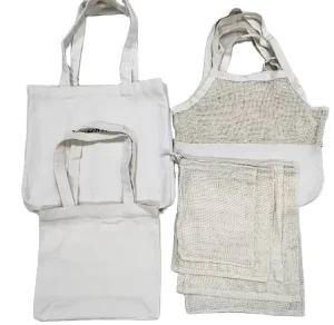 Reusable Produce Bags Organic Cotton Set Mesh Produce Bags with Drawstrings Half Mesh Grocery Tote Bag Zero Waste Eco Friendly