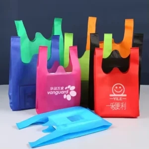 Reusable T Shirt Style Non Woven Biodegradable Tote Bag Multi Color Choices 15″ X 16″