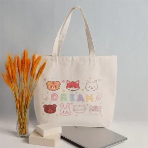 Reusable Travel Custom Print Eco Friendly Sublimation Cotton Canvas Women’s Tote Bag With Custom Printed Logo for Women
