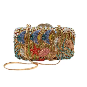 Rhinestone Bag Hollowed Out Diamond Handbag Women Chain Clutch Evening Bag