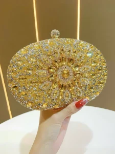 Rhinestone Sunflower Dress Banquet Bag Luxurious and Elegant Versatile Rhinestone encrusted Crossbody Handbag Full of Rhinestone