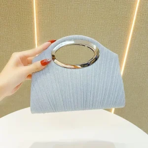 Romantic Wedding Evening Bag Fashionable Crossbody Pleated Handbag Polyester Waterproof 0-1L Capacity Banquets Social Events