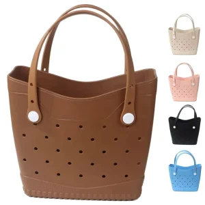 Rubber Beach Bag EVA Waterproof Tote Bags Washable Sand proof Travel Handbags for Pool Boat Groceries Work Sports