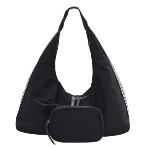 SAMORA Custom Black Large Capacity Waterproof Reusable Casual Beach Shoulder Bag with Polyester Lining and Elegant Design